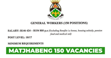 Matjhabeng Municipality 150 Vacancies August 2025