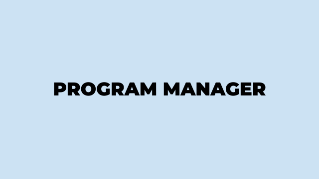 Program Manager Jobs Description